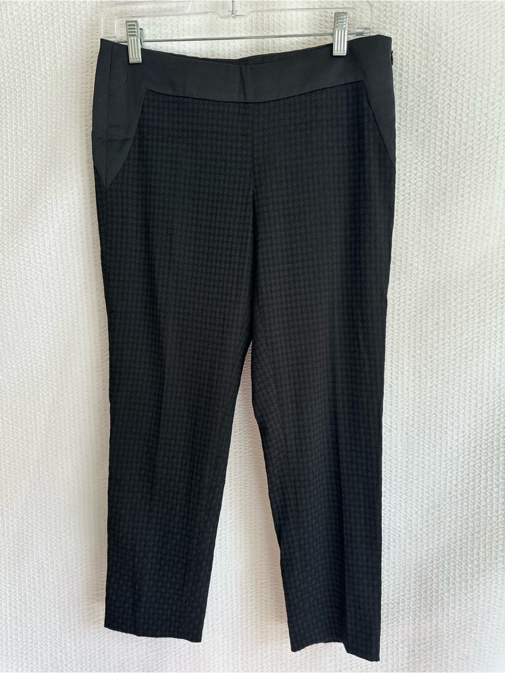 BANANA REPUBLIC Black Ankle Dress Pants 2P Petite Textured Slim Work Career